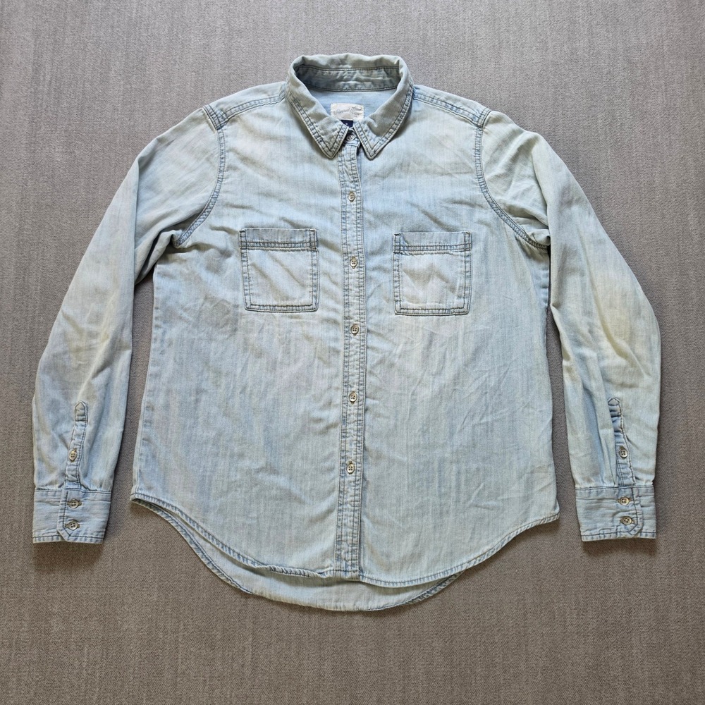Universal Thread Denim Shirt Men M Light Blue Long Sleeve Cotton Button Down